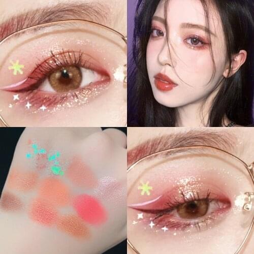 HOT Nine-color Eye Shadow Earth Color Matte Multicolor Pearl Sequins Fine Flash Beginner Cheap TSLM1