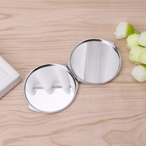 Y98B Portable Hand Pocket Various Shapes Double Folded-Side Stainless Steel Mirror