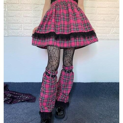 Japanese Harajuku Style Girls Cute Black Red High Waist Pleated Skirts Sweet Lolita Cake Mini Skirt Cosplay Costume Skirts JK