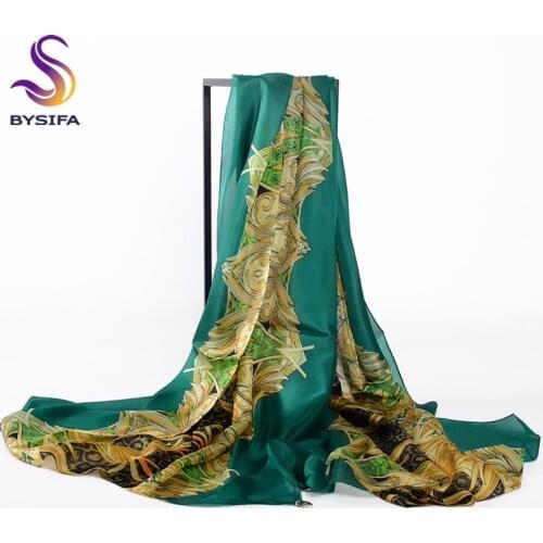[BYSIFA] Women Pendant Silk Long Scarf Shawl Bufandas New Brand Autumn Winter 100% Mulberry Silk Top Grade Silk Scarves Wraps