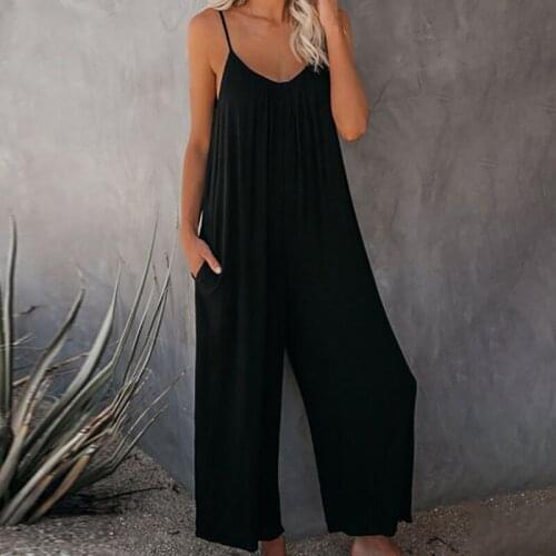 Rompers 2021 Summer Autumn Fashion Women Casual Loose Cotton Blend Jumpsuit Sleeveless Playsuit Trousers Overalls