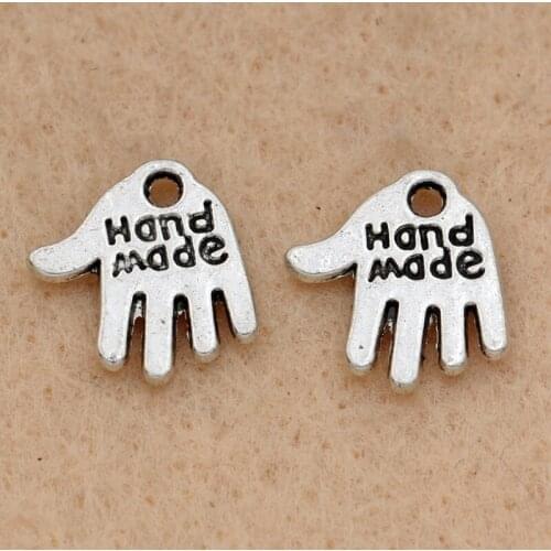 10PCS Antique Silver Plated Handmade Hand Charm Pendant Jewelry DIY Making Bracelet Accessories Findings 12mm