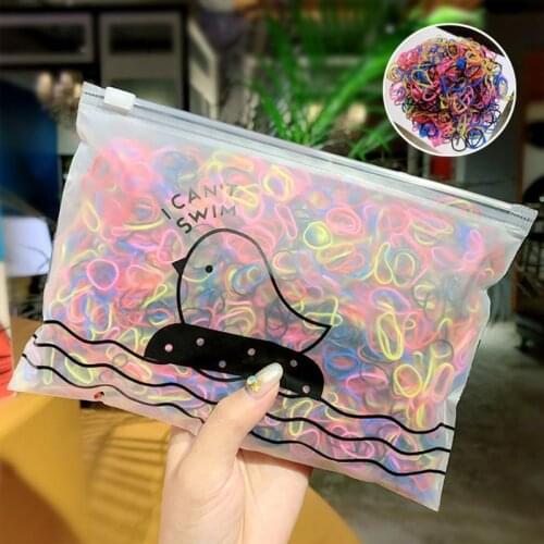 1000Pcs Kids Girls Disposable Hair Ties Candy Colorful Rubber Ponytail Holder