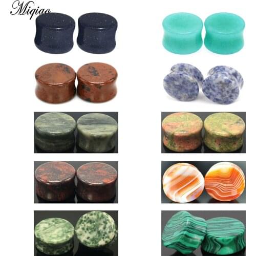 Miqiao 2 Pcs Human Body Piercing Profile Stick Solid Stone Ear Amp Earplugs Plugs and Tunnels Earrings European Style