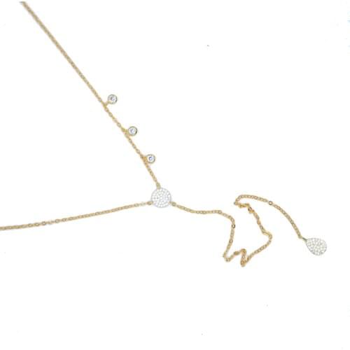 2017 newest fashion Circle drop chain Necklace Gold color Necklaces with zirconia Pendants Necklace for Women chocker