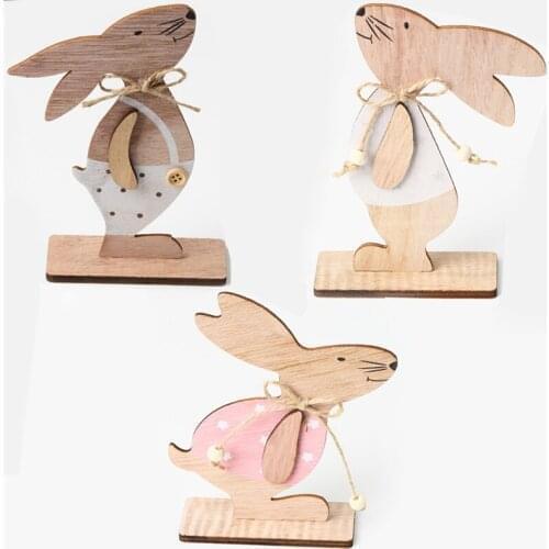 300 Pcs Easter Decorations Wood Easter Rabbit Home Table Decor Wooden Bunny Ornaments Happy Easter Party Favors Wholesale