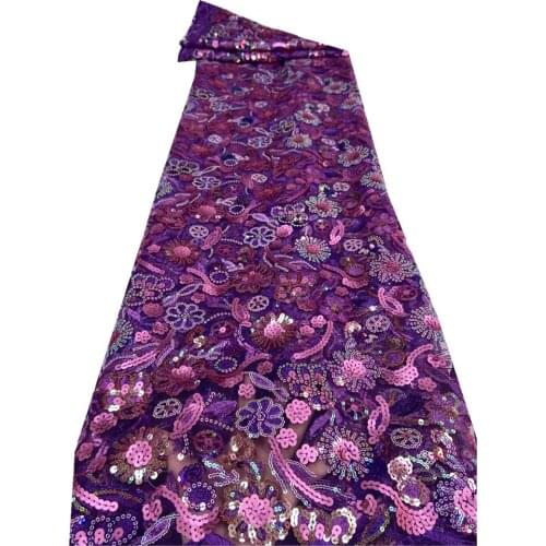 African Lace Fabric 5 Yards 2021 High Quality Sequin Net Embroidery Nigerian Wedding Material French Lace Fabric Sewing zx18-83