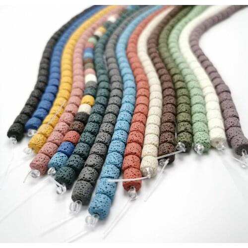 Free delivery Natural Semi-precious Stone Colorful Volcanic Lava Cylindrical Loose Beads Jewelry Making DIY Bracelet Necklace Ac