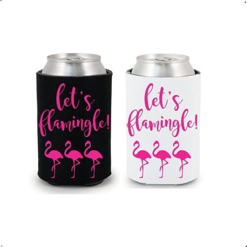 Customize glitter wedding lets flamingle Drink Coolers Bachelorette Survival Kit Bottle Beer Can Holders Beverage Insulators