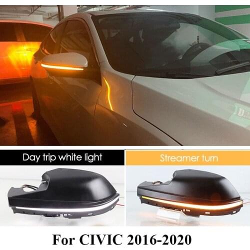 Dynamic Side Mirror Cover, for Honda Civic 2016-2020 Rearview Mirror Cover with Turn Signal Blinker Side Marker Lights