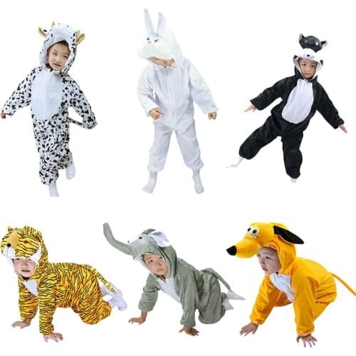 Halloween Kids Cosplay Animal Costumes Children Tiger Leopard Pig lion Rabbit Elephant Dinosaur monkey Onesies Girl Boy Siamese