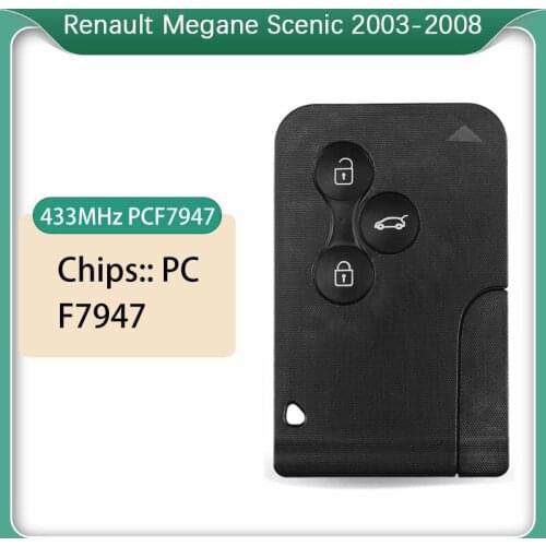 CN010002 Aftermarket 3 Button Remote Key For Renault Megane Scenic 2003-2008 Models With 433MHz Frequency PCF7947 Chip