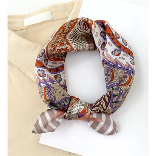 Design 100% Pure Silk Scarf Print Small Foulard Women Scarves Hai Bandana Kerchief Female Neckerchief Spring Bag Tie New