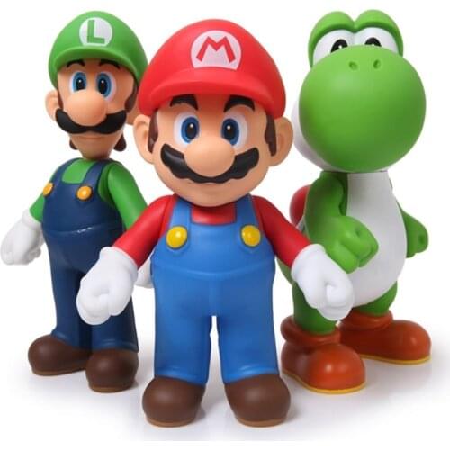 Super Mario Bros Mario Yoshi Luigi PVC Action Figure Toys Dolls 3pcs/set