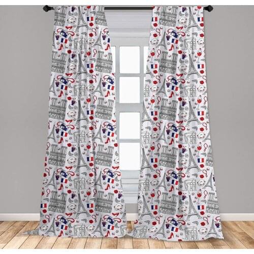 Eiffel Curtain for Kids Rooms French Travel with Paris Touristic Architecture Buildings Landmarks Window Drapes for Living Room
