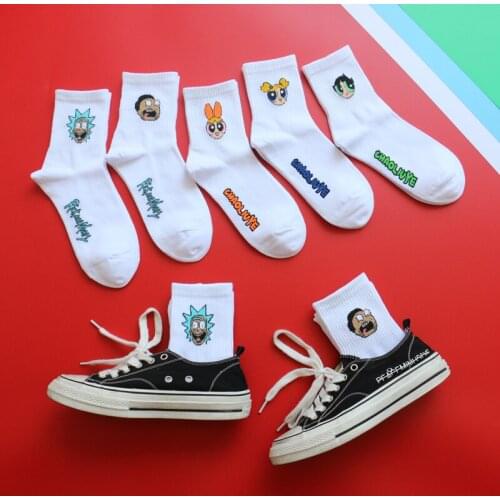 Adult Short Ankle Socks Blossom Bubbles Buttercup Fashion Cotton Power Girls Incredible Open-eyed Surprised US USA Puff Cartoon