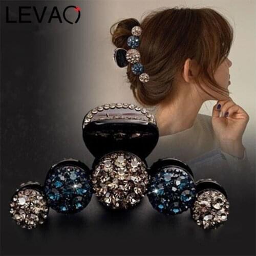 LEVAO Women Big Rhinestone Hair Claw Crystal Hair Clip Girl Ponytail Hair Accessories заколка для волос pinzas para el pelo