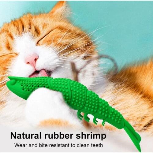 Soft Silicone CatMint Shrimp Toothbrush Toy Pet Molar Stick Cleaning Teeth Interactive Cats NEW Dental Massage Claws Thumb Funny