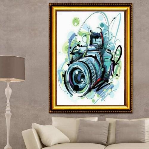 New 5D square DIY diamond painting cross stitch kit full set of diamond embroidery retro camera mosaic pattern home decoration
