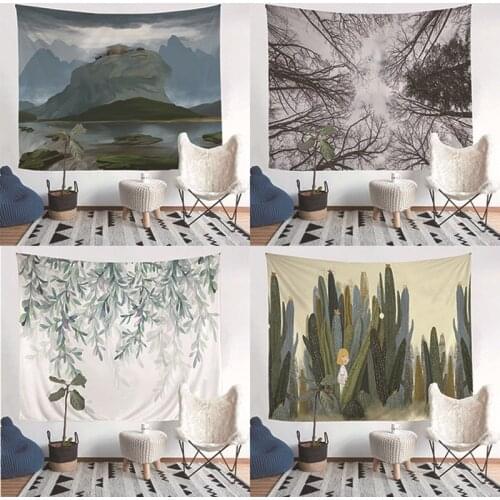 Wall Tapestry Nordic Hanging Tapestry Background Cloth Nordic Tapestry Girlish Plant Wall Hanging Cloth Wall Art Carpet Tapestry