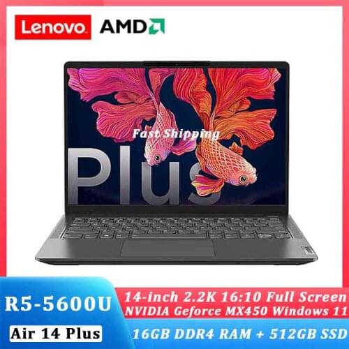 Lenovo laptop Air 14Plus Xiaoxin New 2021 AMD Ryzen 5 5600U 16GB RAM 512GB 14inch IPS screen notebook computer Ultraslim laptop