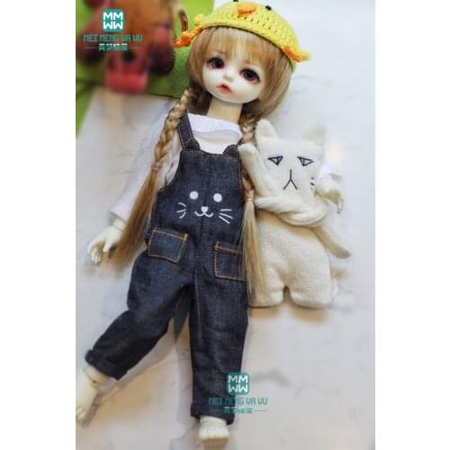 Doll clothes suitable for 27cm-30cm 1/6 BJD doll fashion shirt + denim overalls