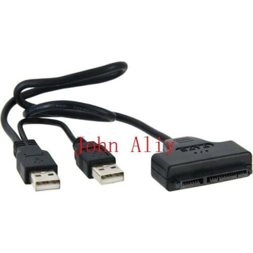Wholesale hot sale Black Light Pin Adapter Cable USB 2.0 to SATA 7+15 Pin 22 For 2.5" HDD Hard Disk Drive With USB Power Cable