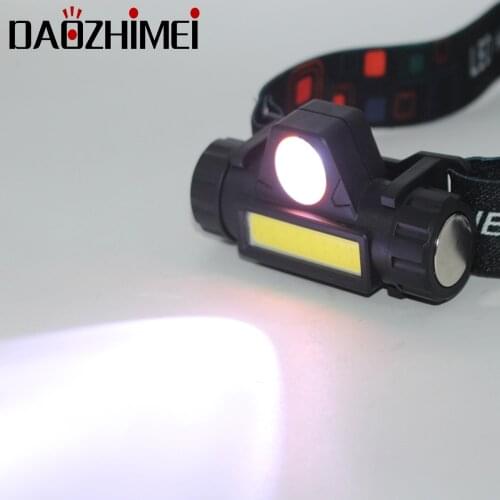 Portable outdoor flashlight XPE + COB mini headlight camping built-in battery USB multifunctional waterproof lantern