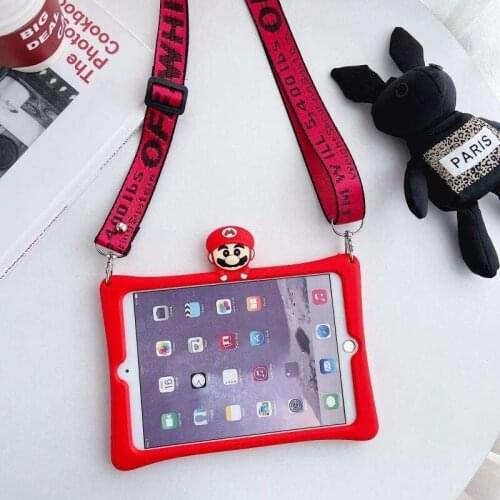 Shockproof Safe Soft Silicon Tablet Shell for iPad 2018 2017 9.7 Case Stand Cover for iPad 5 6 Air 1 Air 2 Funda+Straps+pen