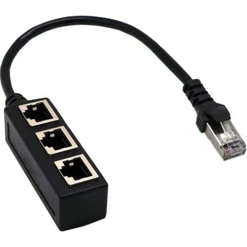 RJ45 1 Male to 3 Female Ports Ethernet Network Plug Cable Splitter Extension Adapter Male to Female Connector for Routers Hubs