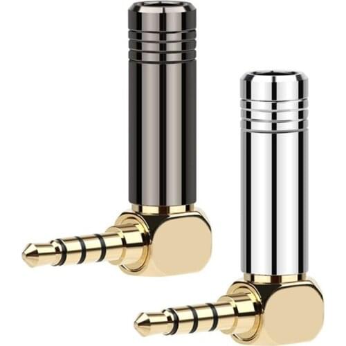 Headphone Plug 1/8" Jack 3.5 mm 90 Degree 3.5mm 4 Poles Audio Adapter Right Angle Terminals Gold Plated Wire Connector ID 6.0mm
