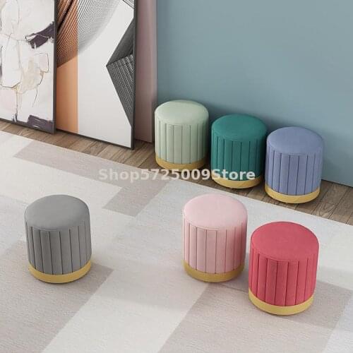 Nordic dressing chair household shoe changing stool bedroom sofa light luxury makeup stool fashion fabric net red ins small stoo