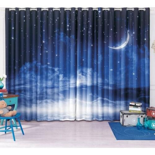 Custom Made 2x Grommet Drapery Drape Curtain Nursery Kid Children Room Window Dressing 200 x 260cm Universe Star Planet Blue