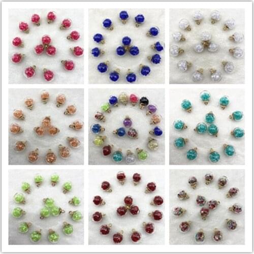 New10pcs 16mm Mini Glass Bottles with Beads Pendant Earring Charms Ornaments Jewelry Making