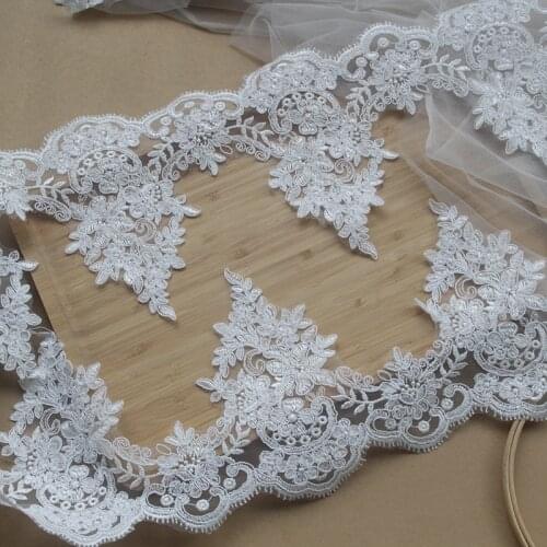 Excellent 5Yards White Cording Fabric Flower Venise Venice Mesh Lace Trim Applique Sewing Craft for Wedding Dec. 12cm