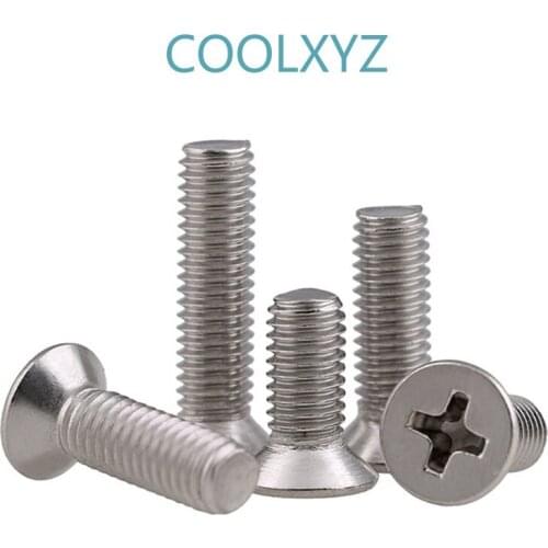 Philips Flat Head Machine Screw KM 304 Stainless Steel Cross Countersunk Head Bolt GB819 M2 M2.5 M3 M4 20Pcs