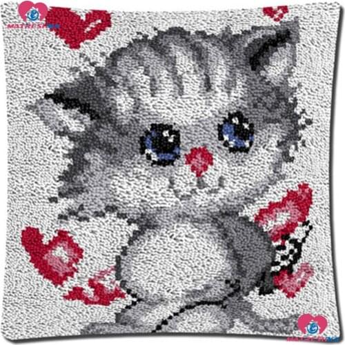 Diy Latch Hook kits Cushion cat latch hook vloerkleed Printed Canvas diy Latch Hook Rug Kit Home decor crochet kits de tapis