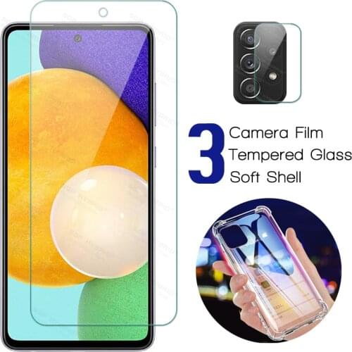 3in1 Camera Glass Case For Samsung Galaxy a52 5g Protective Glass For a72 a32 a42 a12 a02 a02s Soft Shell Shockproof Cover Coque