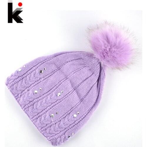 Bonnet Women Knitted Hat Miss Beanies Girl Winter Caps Woman Cap Ladies Hats Rivet Gorro Pure Color Casquette Beanie