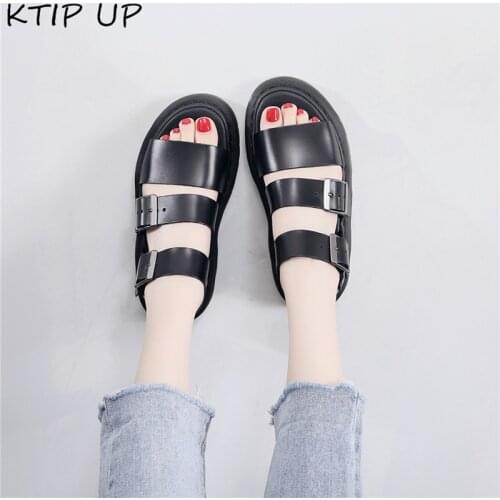 Flat Sandals Women Shoes Black Hasp Genuine Leather Casual Ladies Sandals Summer Comfortable Flat Sandals Open Toe Beach Shoes