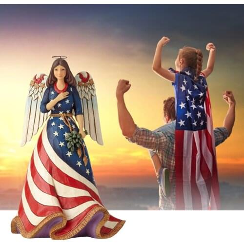 Female Angel Decoration Innovative Unique Resin Statue Creative Independence Day Figurine Ornaments Home Decor