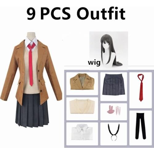 Costume Sakurajima Mai Cosplay Wig Seishun Buta Yarou Series Women School Uniforms Halloween High School Girls Party Suits