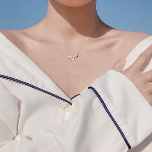 YFN Star Silver Necklace Zircon Silver Chains Necklace Pendant Moms Gift For Woman Trendy Jewelry Gift Womans Jewelry Necklace