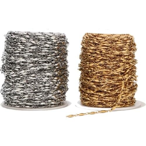 1m/2m/5m Stainless Steel 10*2mm Gold Tone Oval Link Chain Cable Chains for DIY Jewelry Making Findings Necklaces Bracelets