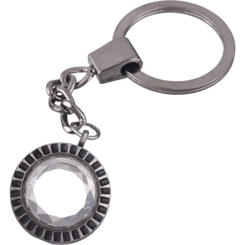 1pc Good Quality Rhinestone Round Glass Locket Magnet Open Key Chain
