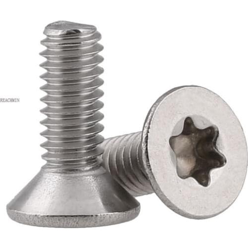 100PCS/lot) SUS304 304 Stainless Steel M2 M2.5 M3 M4 stainless steel flat head torx machine security Countersunk screw fastners