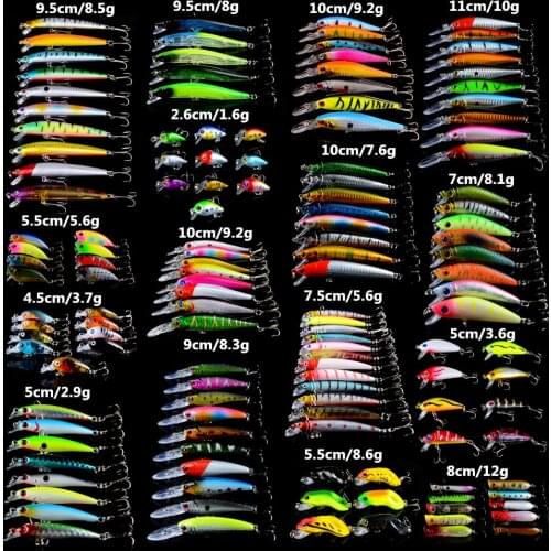138pcs/lot Fishing Lures Artificial Lifelike Hard Baits Mixed 16 Models Quality Professional Bass Wobblers Fishing Tackle pesca