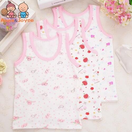 3Pc/mix Cute Girls Summer tanks 100% Cotton Vest Childrens Fashion tops suit for 2-8years