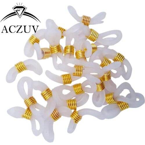 500pcs 20x5mm Gold Adjustable White Rubber Glasses Lanyard Cord Ends for Sunglass Eyeglass Chain Holder Accessories RGL005