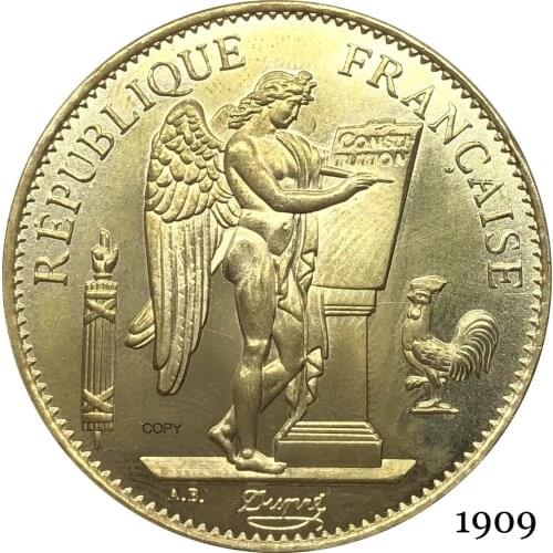 France Third Republic Francaise 1909 A 100 Francs Liberte EGALITE FRATERNITE Gold Coins Brass Metal Copy Coin